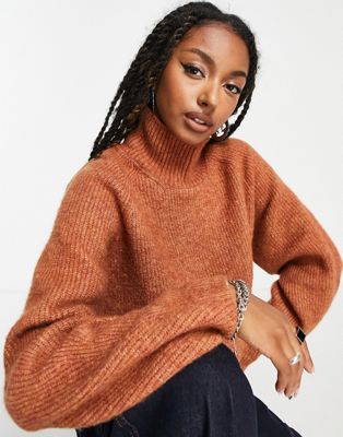 Weekday Ice high neck jumper in rust