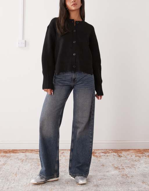 Weekday - Imoo - Jean ample à taille basse - Bleu délavé effet décoloré