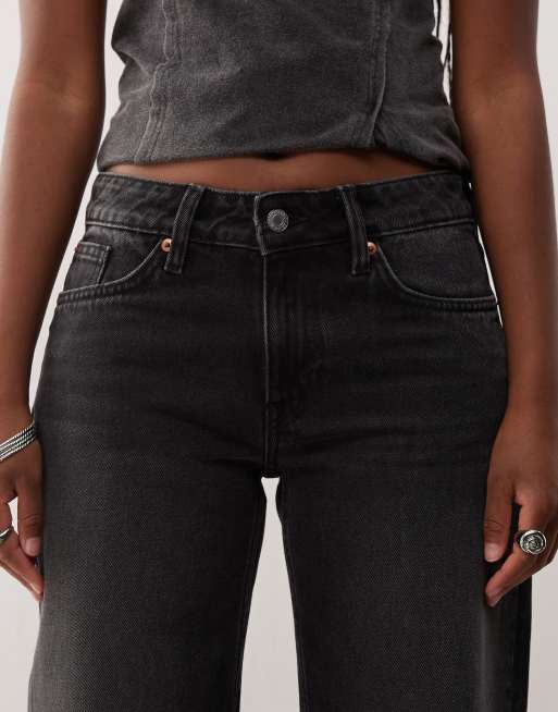 Weekday – Imoo – Jeans in verwaschenem Schwarz mit niedrigem Bund und weitem Bein, 5 von 5