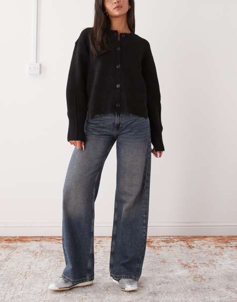 Weekday Imoo low waist wide leg jeans in faded blue wash - view 1
