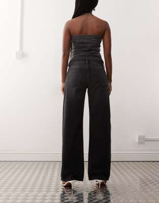 Weekday Imoo Low Waist Wide Leg Jeans In Black