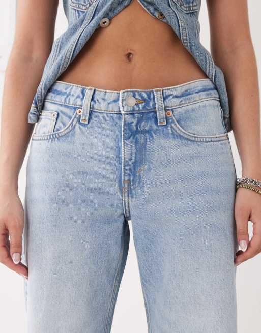 Weekday Imoo low waist wide leg jeans in washed blue