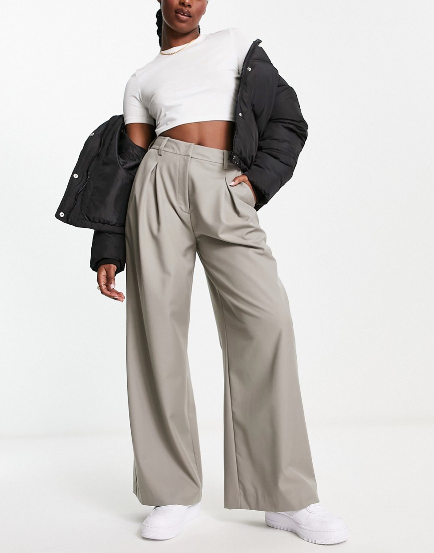 Weekday Indy slouchy wide leg dad pants in gray