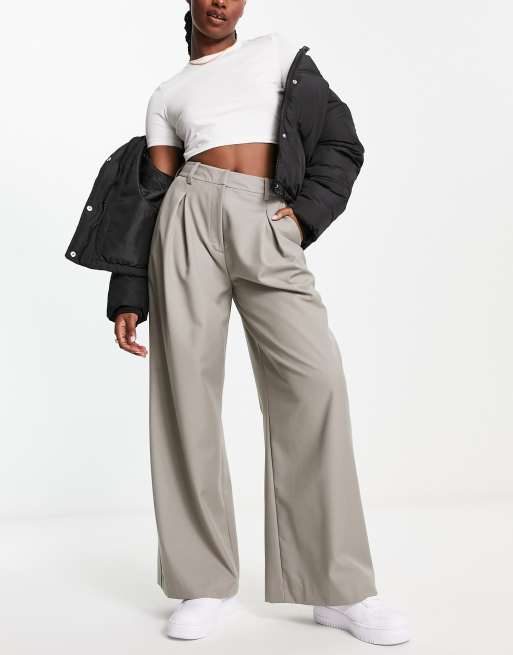 Weekday Indy slouchy wide leg dad pants in grey | ASOS