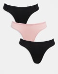 [Weekday] Weekday Inez 3 pack briefs in black and pink L Black and pink