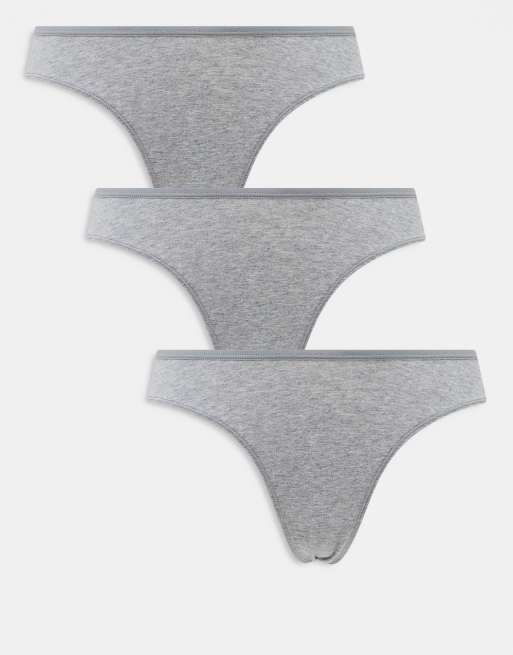 Weekday Inez 3-pack cotton brief in gray 
