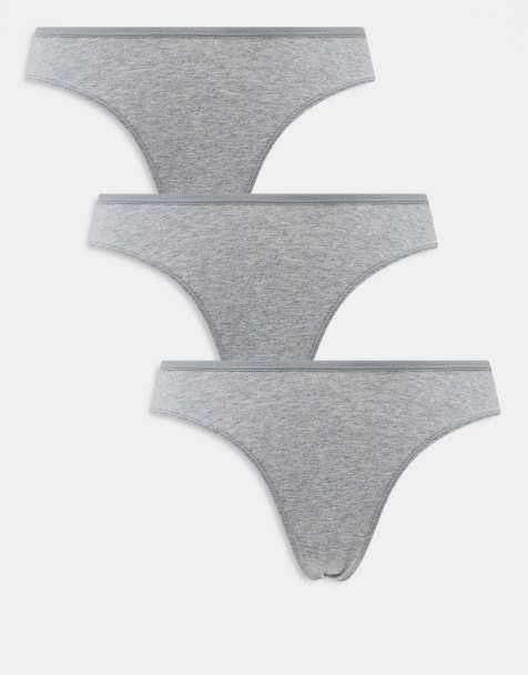 Weekday - Inez - Pakke med 3 par grå briefs i bomuld - view 1