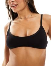 South Beach light support halterneck polyester sports bra in blue