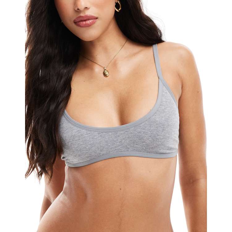 Weekday Inez soft scoop bra in gray ASOS