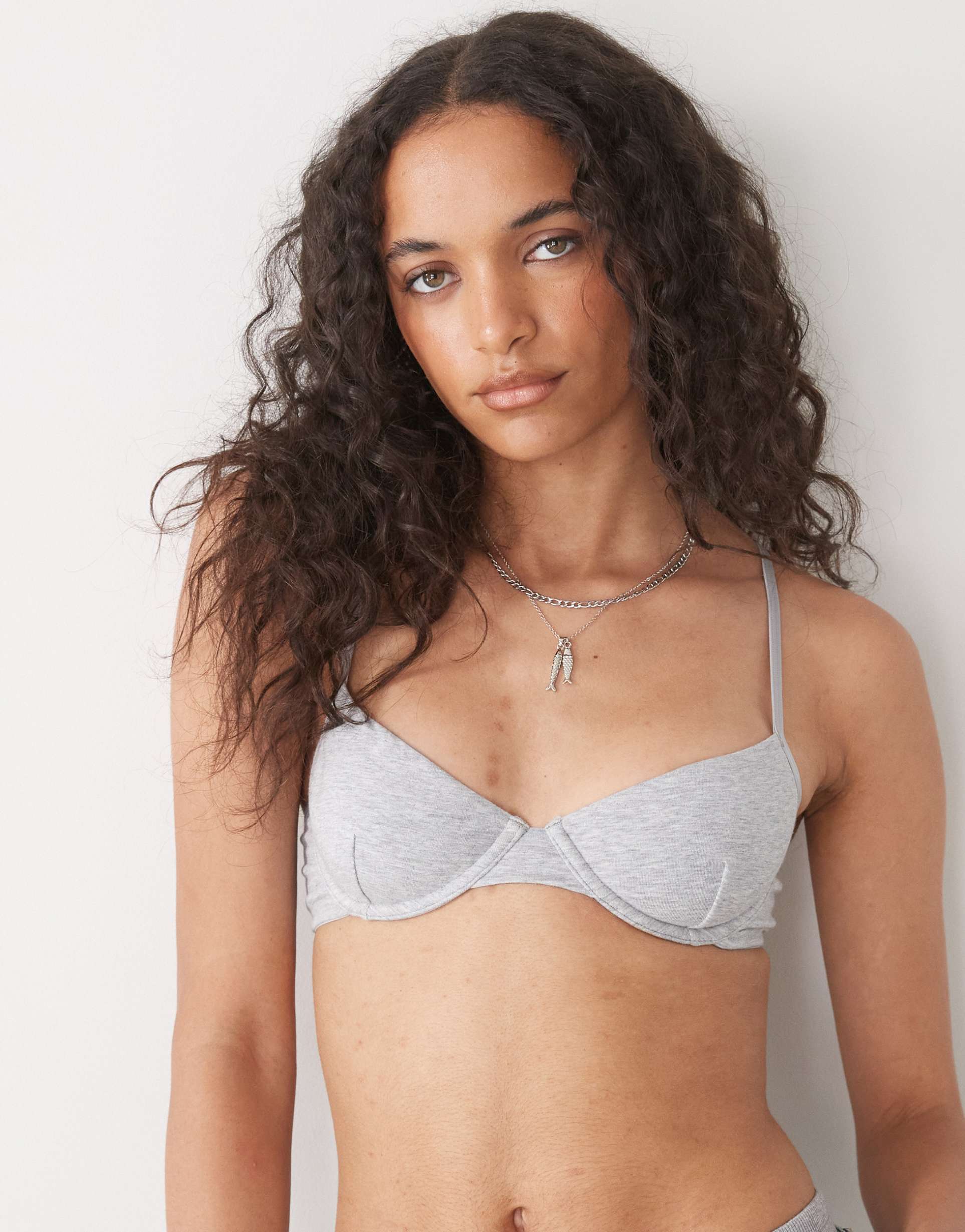 weekday inez underwire bra in gray melange