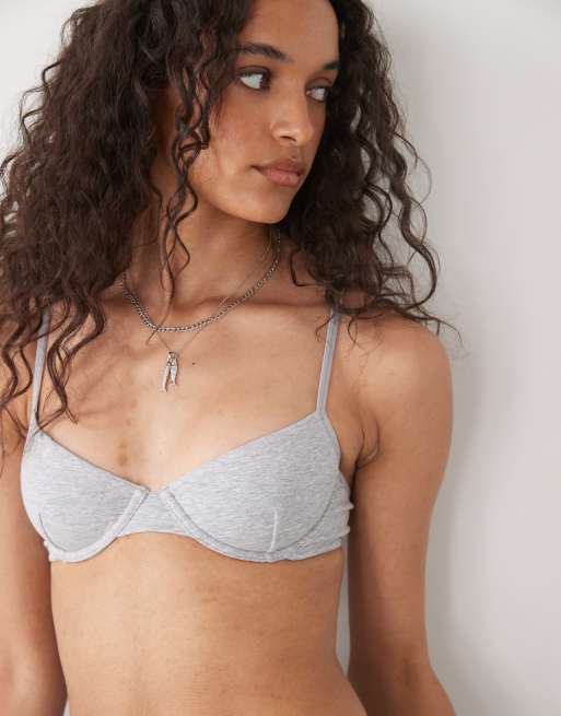 Weekday Inez underwire bra in grey melange, 4 of 4