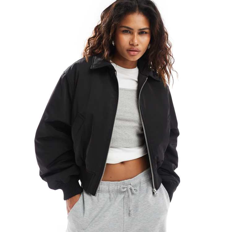 Weekday Irma padded bomber jacket in black | ASOS