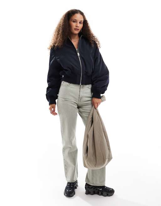 Weekday Irma padded bomber jacket in navy, 3 of 4