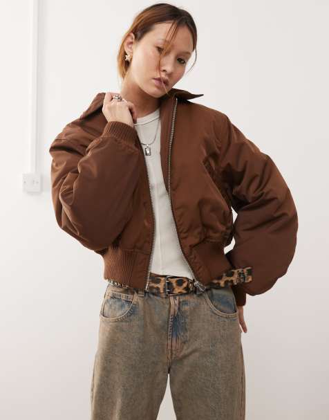 Weekday Irma padded jacket in brown  - view 1