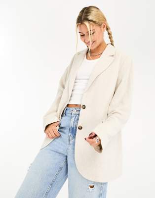 Weekday Isa linen mix blazer in beige - ASOS Price Checker