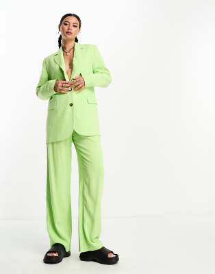 Weekday Isa Linen Mix Blazer In Pastel Green Exclusive To Asos - Part Of A Set