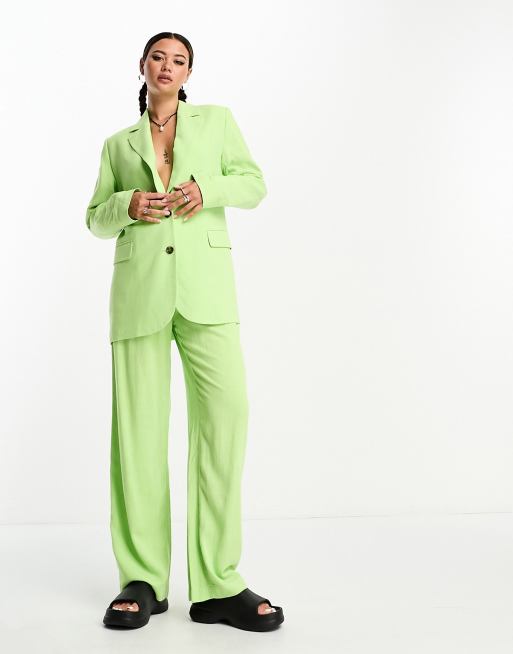 Weekday Isa linen mix blazer in pastel green exclusive to FhyzicsShops - part of a set