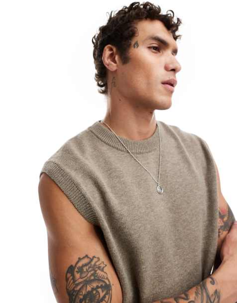 Weekday Isak knitted vest in beige melange - view 1
