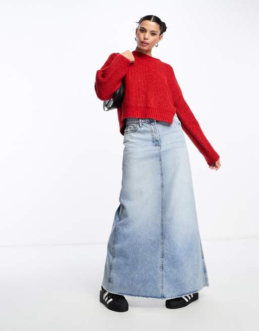 Weekday Ivy knit sweater with slit side detail in red melange, 2 of 4