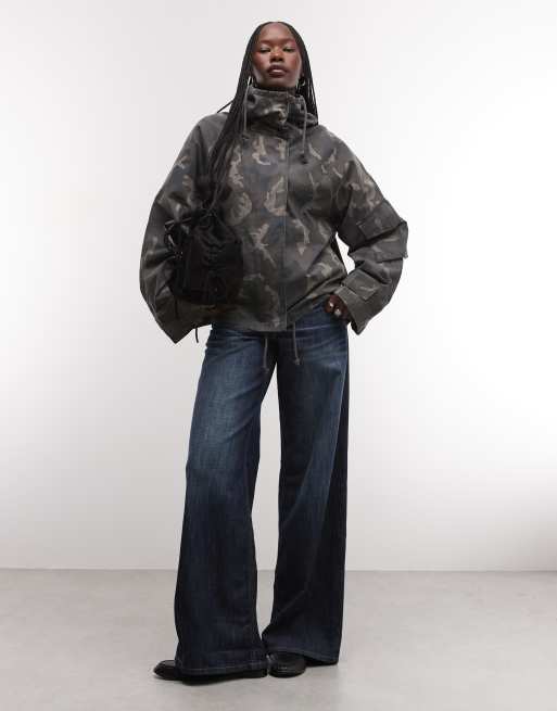 Weekday jack met opstaande kraag en capuchon in camo, 3 van 4