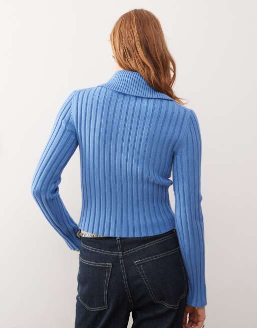 Weekday Jackie chunky rib knit cardigan with high neck in