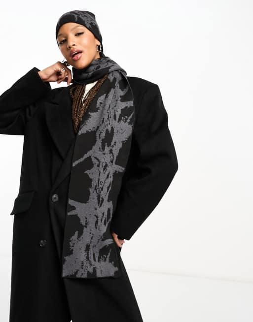 Weekday jacquard design scarf in black