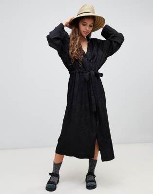 black satin tie dress