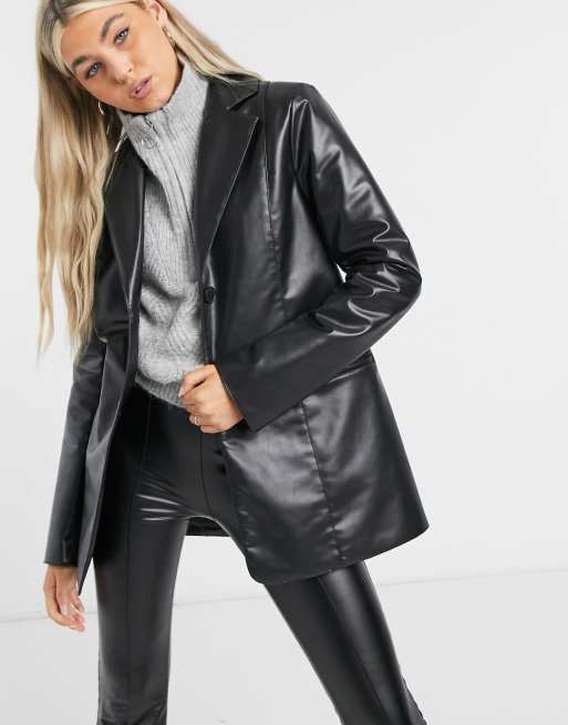 Asos leather outlet blazer