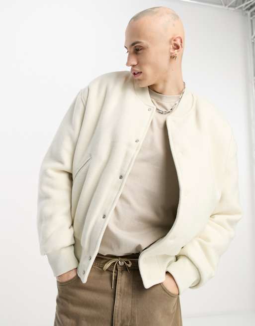 Beige hot sale varsity jacket