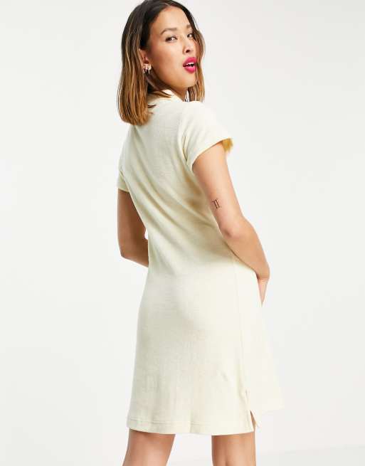Weekday Jana cotton polo mini dress in pale yellow - YELLOW, 2 of 4