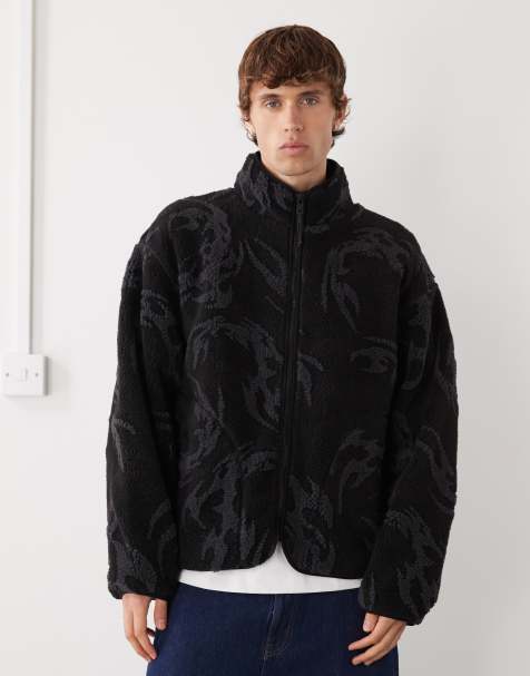 Weekday jaquard pile jacket in black - view 1