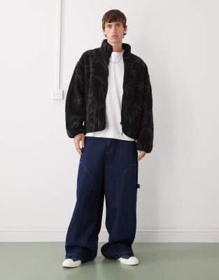 Weekday Jaquard Pile Jacket In Black