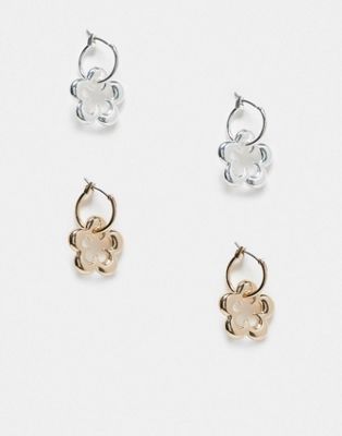 Weekday Jasmine daisy earring set in gold and silver - ASOS Price Checker