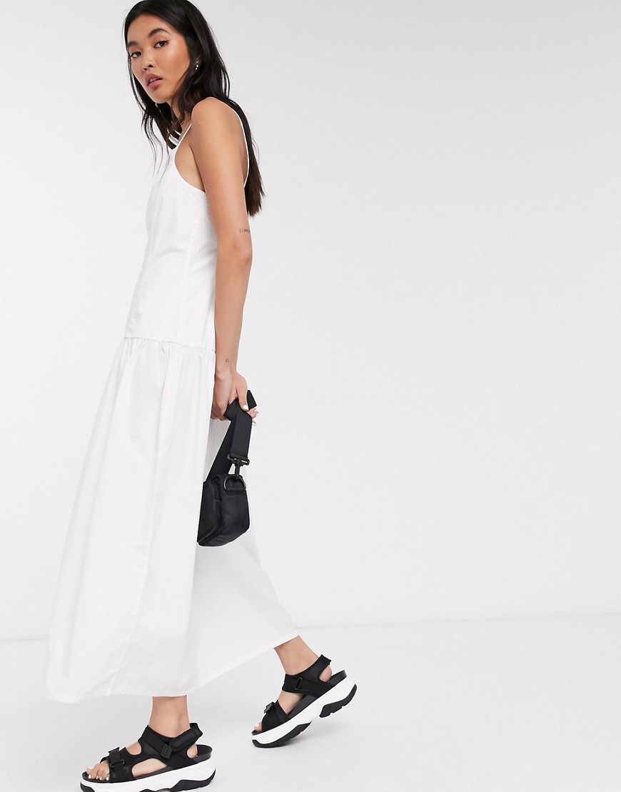 Weekday - Jasmine - Midi-jurk met keyhole aan de achterkant van poplin in wit