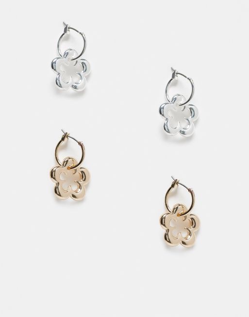 Weekday - Jasmine - Set van madeliefjesoorbellen in goud en zilver