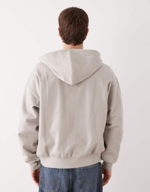 Weekday – Jasnoszara bluza z kapturem oversize zapinana na zamek, 3 z 5