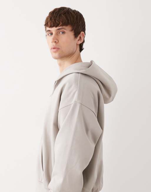 Weekday – Jasnoszara bluza z kapturem oversize zapinana na zamek, 5 z 5
