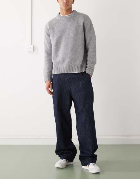 Weekday - Jean coupe chino - Bleu brut délavé effet flammé - view 1