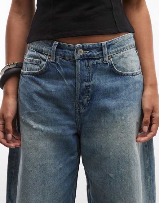 Weekday jean large baggy à taille basse avec détails usés, délavage bleu délavé, 5 de 5