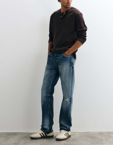 Weekday jeans a gamba dritta a vita bassa in lavaggio blu slavato - view 1