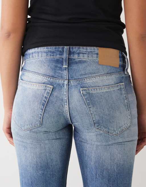 Weekday - Jeans a zampa bootcut slim a vita bassa lavaggio blu scuro, 5 di 5