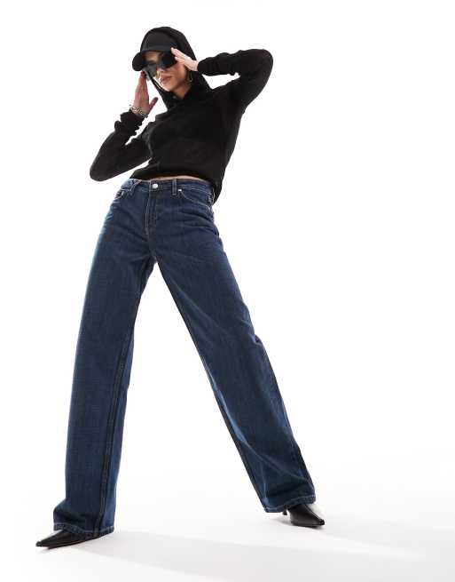 Weekday - Jeans ampi blu zaffiro a vita bassa