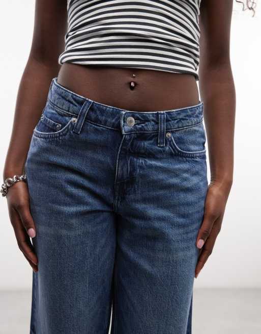 Weekday jeans baggy fit a vita bassa ampi in blu medio, 4 di 5