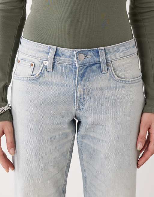 Weekday - Jeans met rechte pijpen en halfhoge taille in lichtblauwe wassing, 5 van 5
