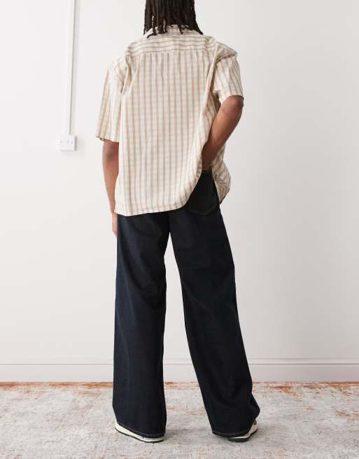 Weekday super baggy fit jeans with front pleats in classic dark blue