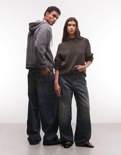 Weekday jeans unisex de talle bajo y corte baggy en azul deslavado - view 1