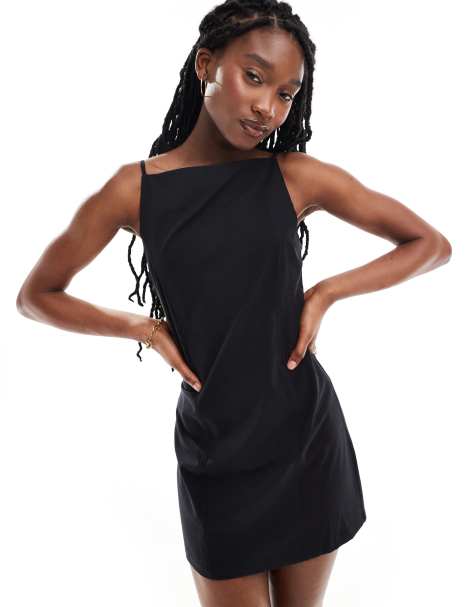 Weekday Jemma mini dress with open back detail in black - view 1