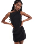 [Weekday] Weekday Jemma mini dress with open back detail in black 44 Black