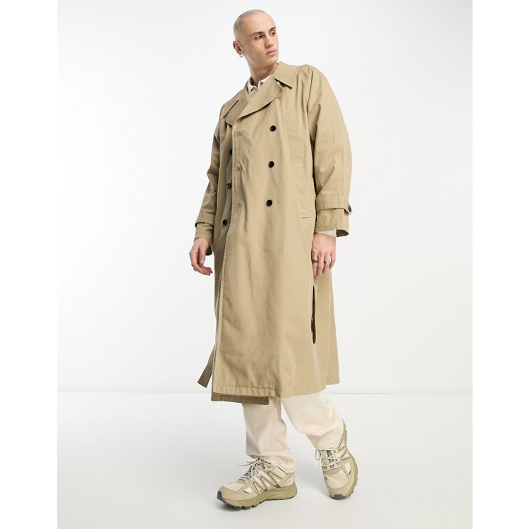 Weekday Jeremy belted trench coat in beige | ASOS