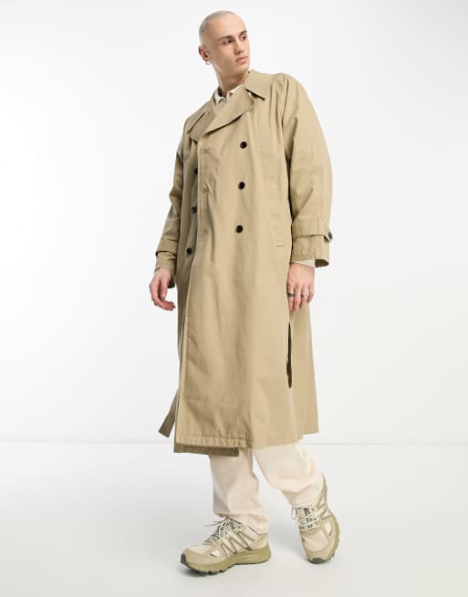 Weekday Jeremy belted trench coat in beige | ASOS